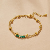 Pulseira com Contas Alfa em Malaquite Verde