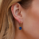 Brincos de Argola Astoria com Pedra Azul