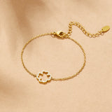 Pulseira Cristal Trevo Folha