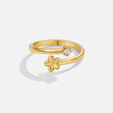 Anel Pétala Flor Dourada