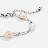 Pulseira em Camadas Prata com Pérola de Água Doce
