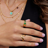 Anel Envolvente Esmeralda Verde Vintage