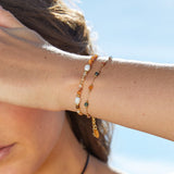 Pulseira com Contas de Ágata e Pérola