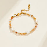 Pulseira com Contas de Ágata e Pérola