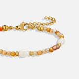 Pulseira com Contas de Ágata e Pérola