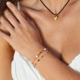 Pulseira com Contas de Ágata e Pérola