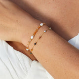 Pulseira com Contas de Ágata e Pérola