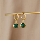 Brincos de Argola com Pedra Verde Amelia