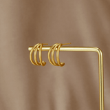 Brincos de Argola Tripla Dourada Anaya