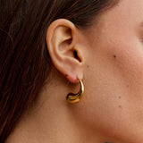 Brincos Pendentes Grossos em Gota de Ouro