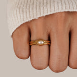 Anel de Pérola Grosso 18K Ouro