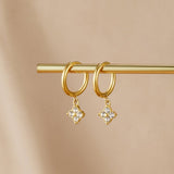 Brincos Pendentes de Cristal Quatro Folhas