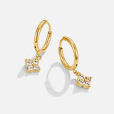 Brincos Pendentes de Cristal Quatro Folhas