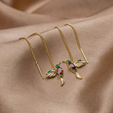 Brincos Pendentes de Cristal Beija-Flor
