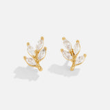 Crystal Leaf Stud Earrings