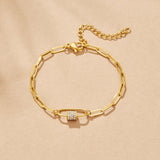 Pulseira Charm Paperclip com Cristal