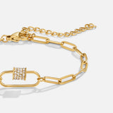 Pulseira Charm Paperclip com Cristal