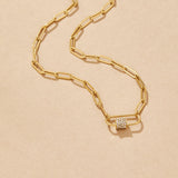 Colar Paperclip com Cristal e Charm