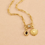 Colar Paperclip com Cristal e Charm
