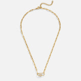 Colar Paperclip com Cristal e Charm