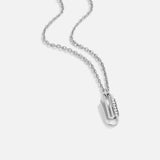Colar Prateado com Cristal e Clip