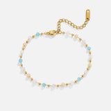 Pulseira de Contas e Pedra Dalia