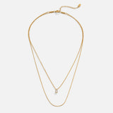 Colar Dina em Camadas com Cristal e Ouro