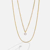 Colar Dina em Camadas com Cristal e Ouro