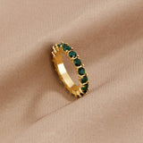 Anel de Cristal Esmeralda 18K