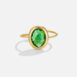 Anel Ouro Cristal Verde Esmeralda