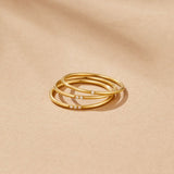 Conjunto de Anéis Banda Ouro & Cristal Eula