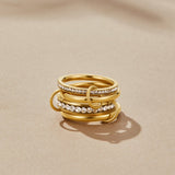 'Forever' Anel de Corrente com Cristal e Ouro