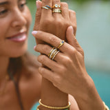 'Forever' Anel de Corrente com Cristal e Ouro