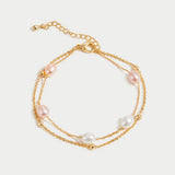 Pulseira em Camadas de Pérola de Água Doce