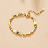 Pulseira com Contas Pérola de Água Doce e Malaquite