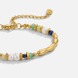 Pulseira com Contas Pérola de Água Doce e Malaquite