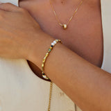 Pulseira com Contas Pérola de Água Doce e Malaquite