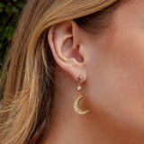 Brincos Lua & Estrela de Cristal Dourado