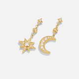 Brincos Lua & Estrela de Cristal Dourado