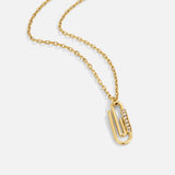 Colar Pendente Dourado com Cristal e Clip