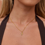 Colar Pendente Dourado com Cristal e Clip
