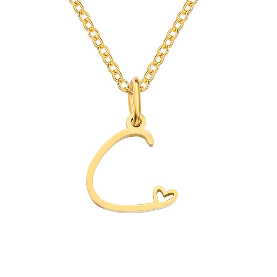 Colar Dourado Letra Coração