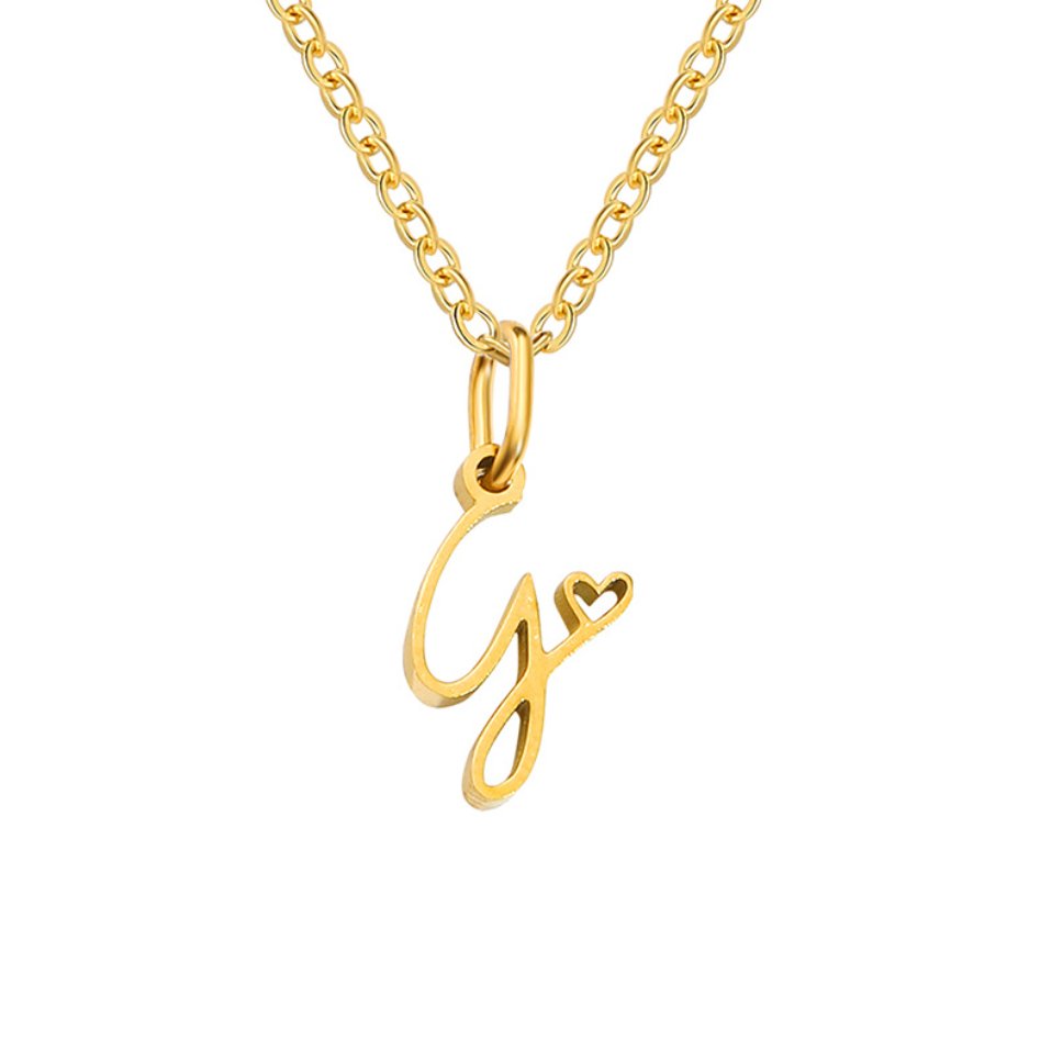 Colar Dourado Letra Coração