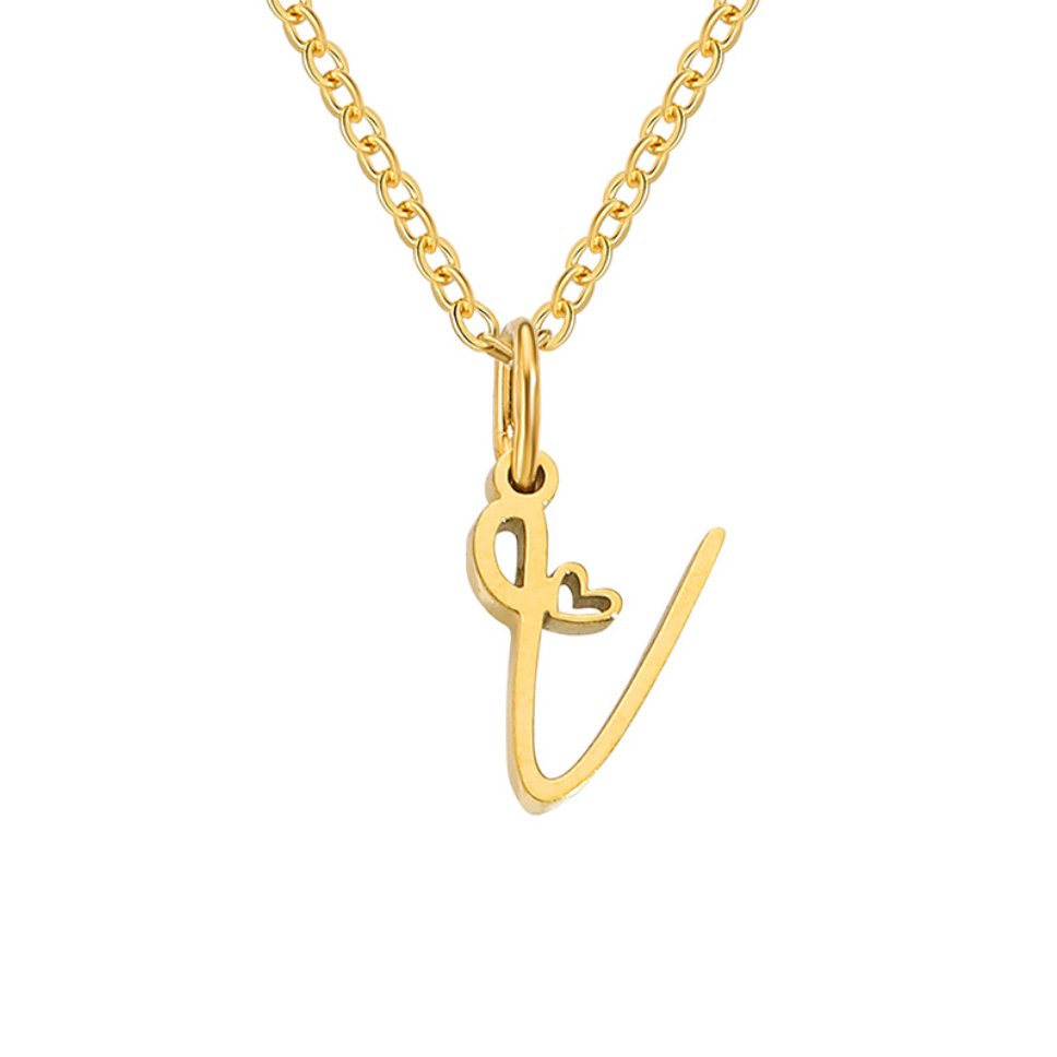 Colar Dourado Letra Coração