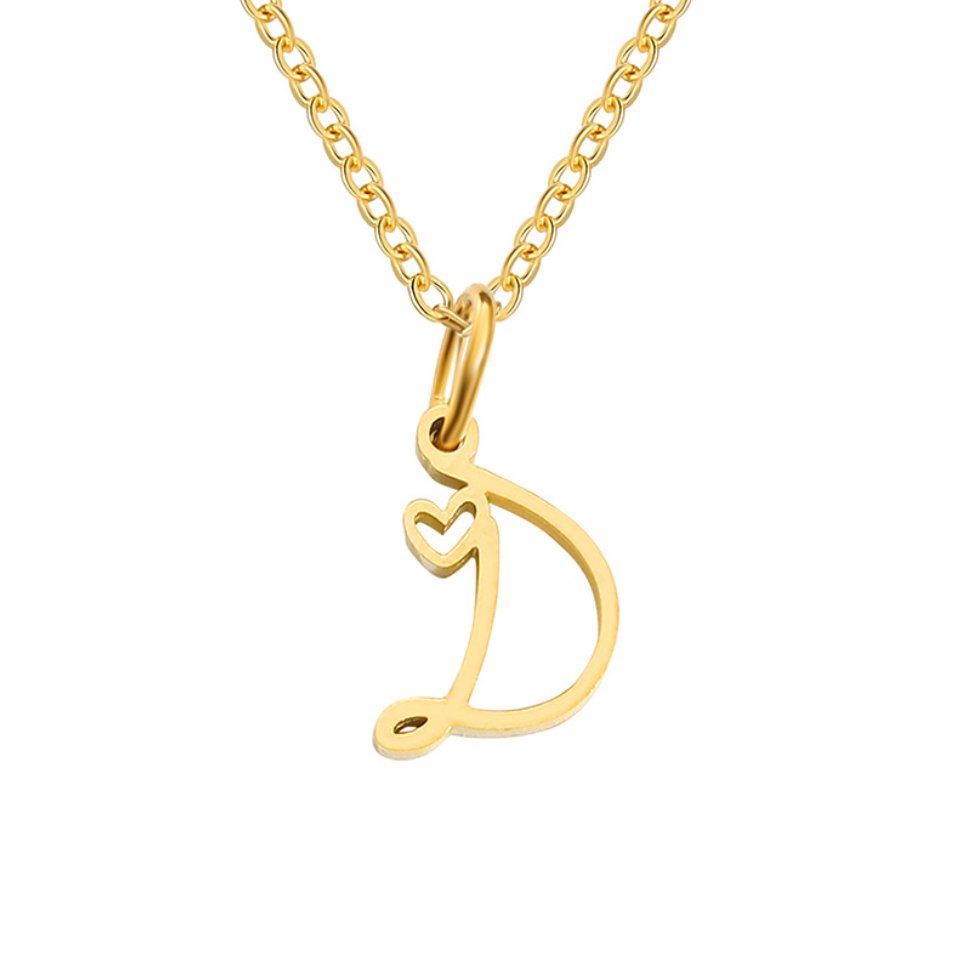 Colar Dourado Letra Coração