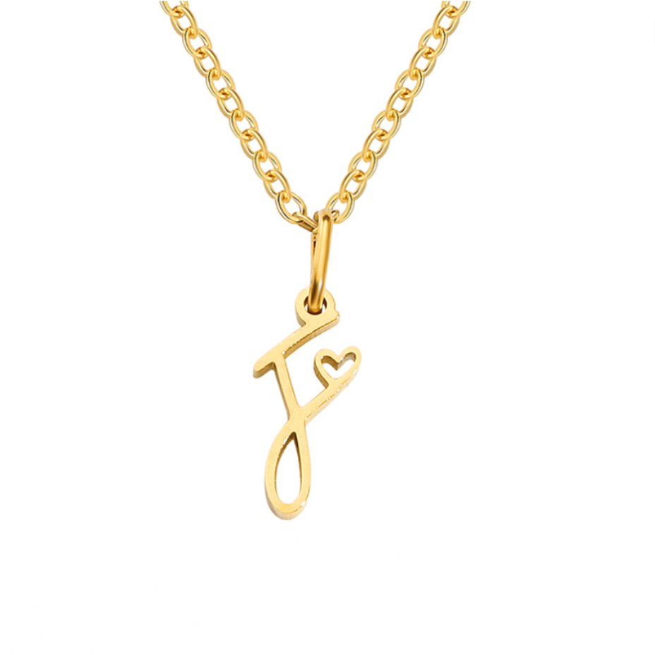 Colar Dourado Letra Coração