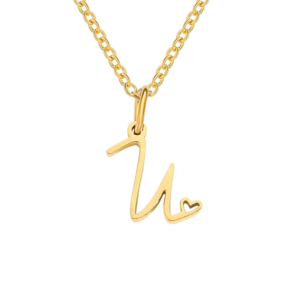 Colar Dourado Letra Coração