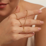Colar Dourado Letra Coração