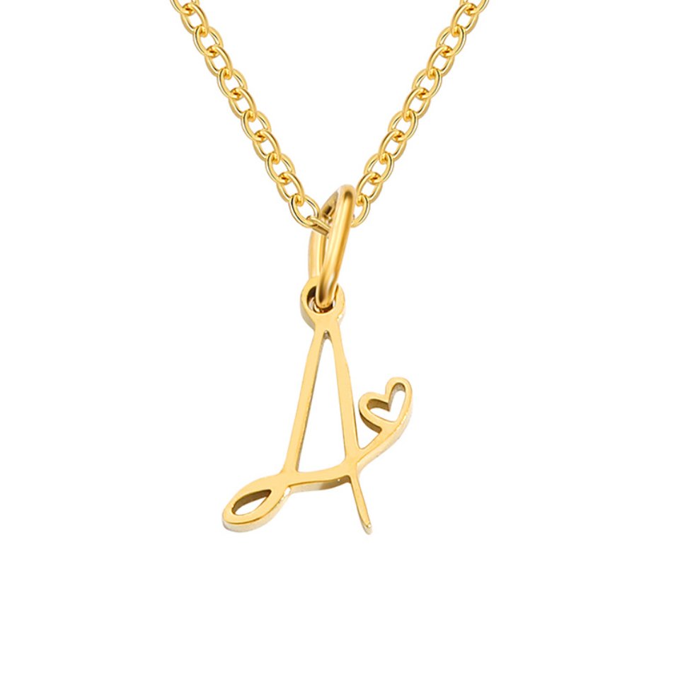 Colar Dourado Letra Coração