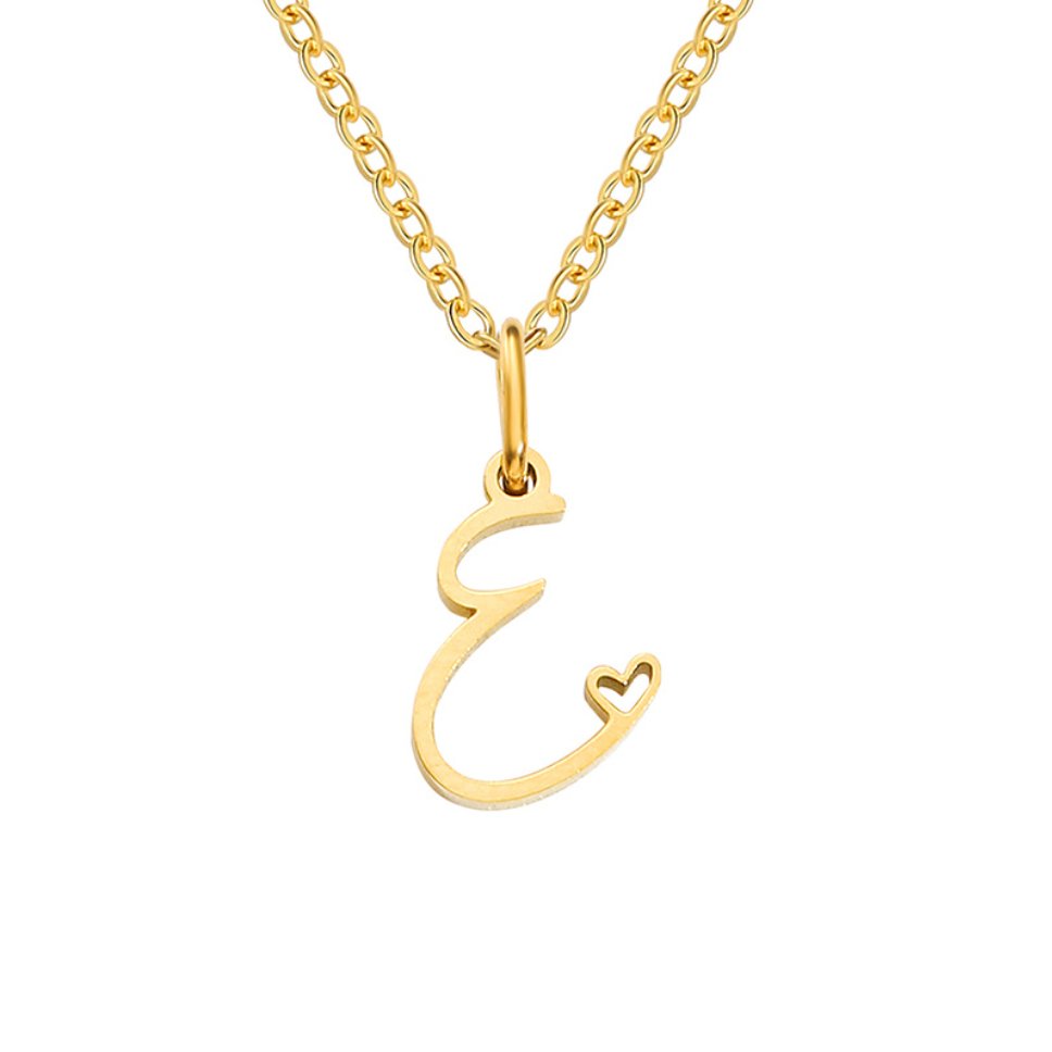 Colar Dourado Letra Coração